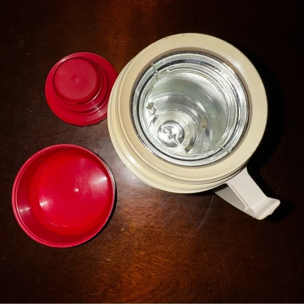 Vtg Thermos Vacuum Jar 6202 King-Seeley Red/Tan Pint Wide Mouth Leak Proof CMPLT